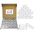 Beauticom 10g/10ml (0.35 Fl Oz) Round Clear Jars with Round Top Lids for Creams, Lotions, Make Up, Powders, Glitters, and more... (Color: Clear Lid, Quantity: 40 Pieces)