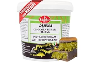 GUSTO ETNA Dubai Pistachio Chocolate Bar Filling- Pistachio Cream with Crispy Kataifi, made with 30% Pistachio, 2.2 lbs (1kg) Premium Crunchy Spread for Gourmet Dessert Spread, Bulk, Food service, Product of Italy