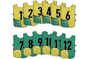 Saaifuu 12 Pack Reversible Numbered Pinnies, Double Sided Scrimmage Vest,Team Practice Jerseys for Kids and Adult