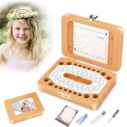 Milchzähne Zähne box, Huttoly Baby Zähne Kasten Handgemachtes Lanugo milchzahndose für Mädchen Jungen Geburtstag Geschenk Sou