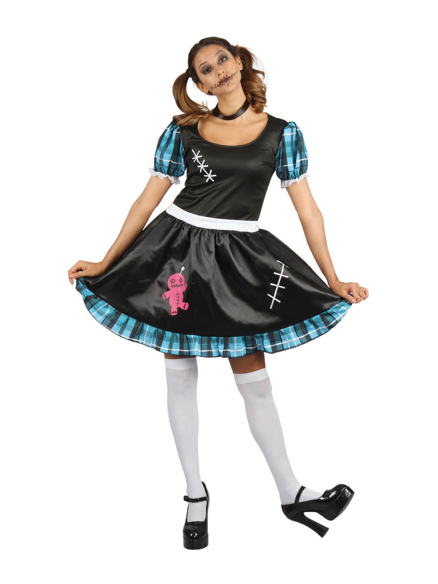 Bristol Novelty AF082 Voodoo Lady, Women, Blue, Black, White, One Size Halloween