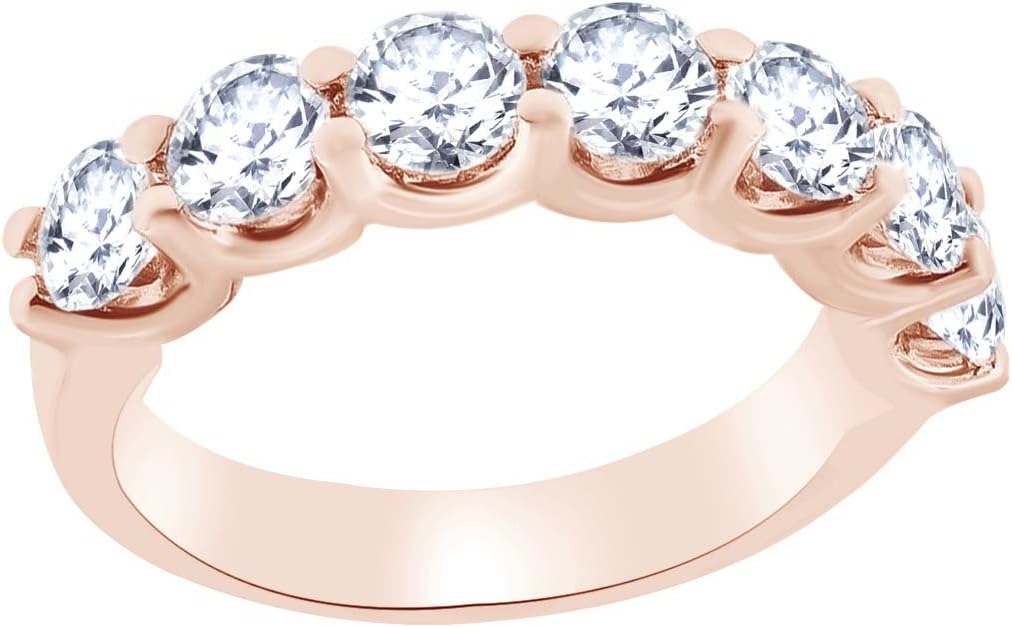 AFFY Round White Moissanite (0.42 cttw) Diamond Wedding Band Ring in 14k Solid Gold