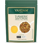 VAHDAM Turmeric Saffron Tea (3.53 oz| 50+ Cups) Caffeine Free Herbal Tea | Floral, Warm and Zesty |Blend of Turmeric, Saffron &amp; Other Spices |Whole Loose Leaf Tisane |Non GMO, Direct from Indian Farms
