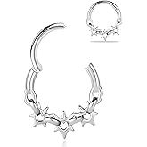 Maxbott 16G Septum Ring 8mm Hinged Segment Ring Hoop Daith Rook Conch Helix Tragus Nose Rings Surgical Steel Septum Clickers Ear Piercings Jewelry