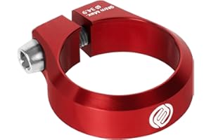FIFTY-FIFTY Bike Seat Post Clamp, Aluminum Alloy Bicycle Seatpost Collar, 28.6/29.8/31.8/34.9/36.4/38.6mm Bicycle Seat Tube Clip for Most MTB, Road Bikes (34.9mm, Red)