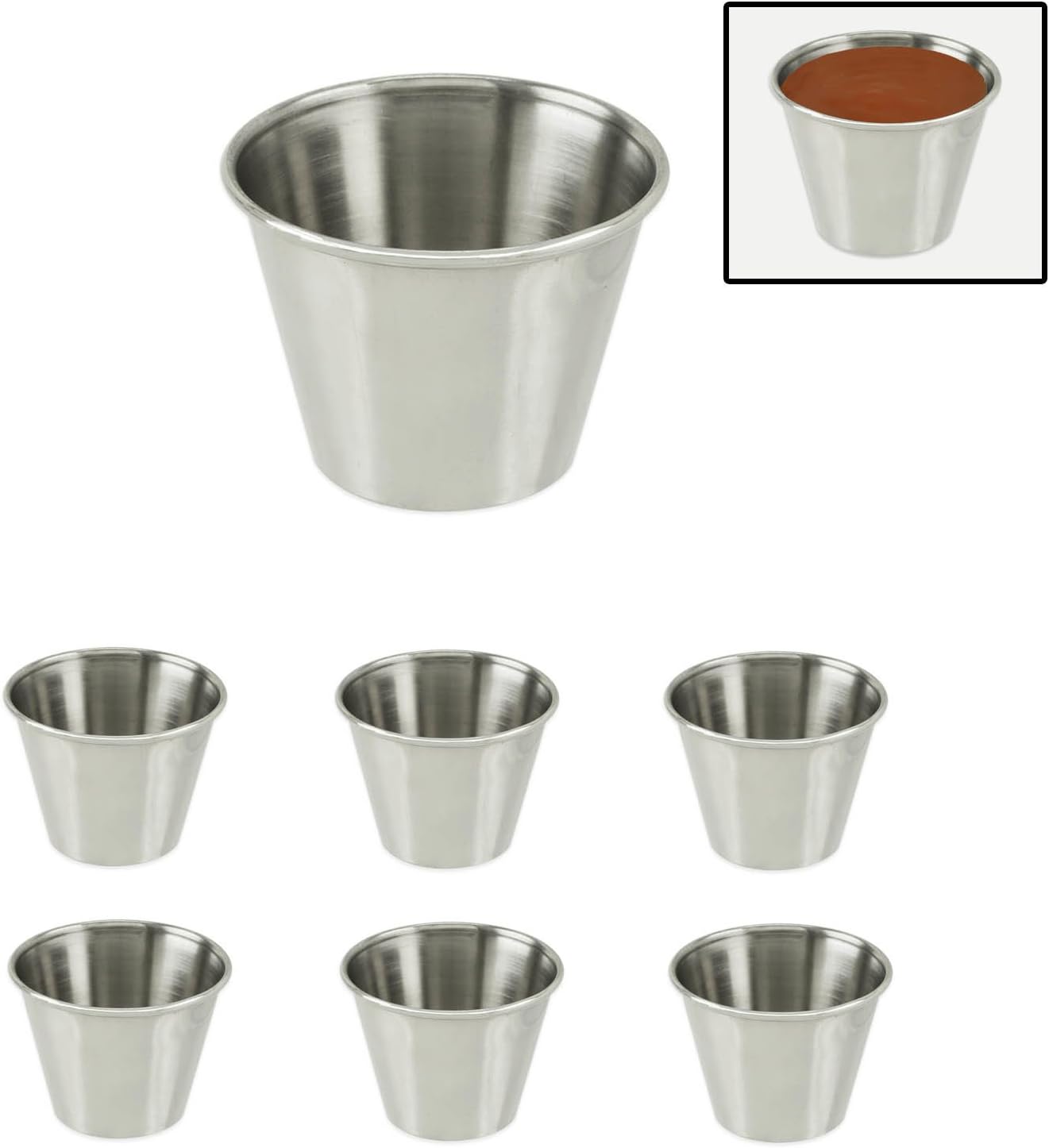 6Piece Stainless Steel Ramekin Sauce Cups for Condiments