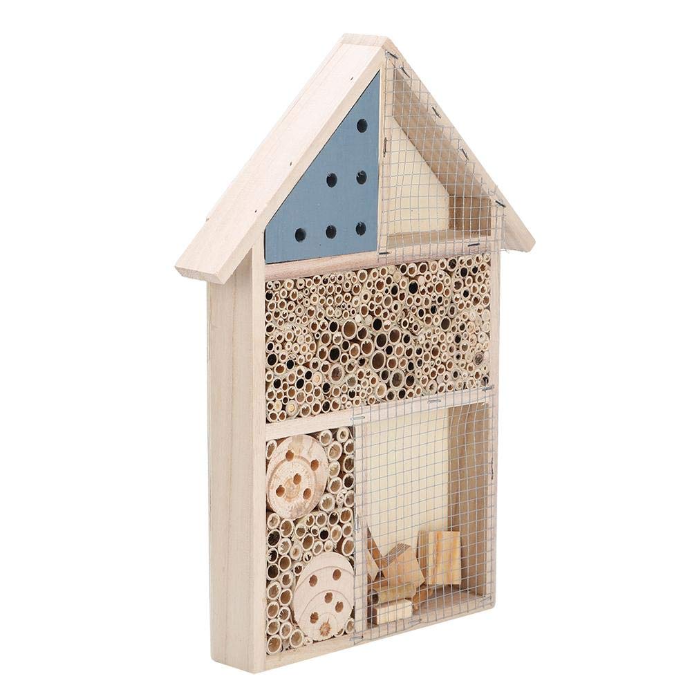 TOPINCN Wooden Bee House Wooden Insect Bee House Wooden Insect House Hotel Shelter Garden Decorative Nest Box