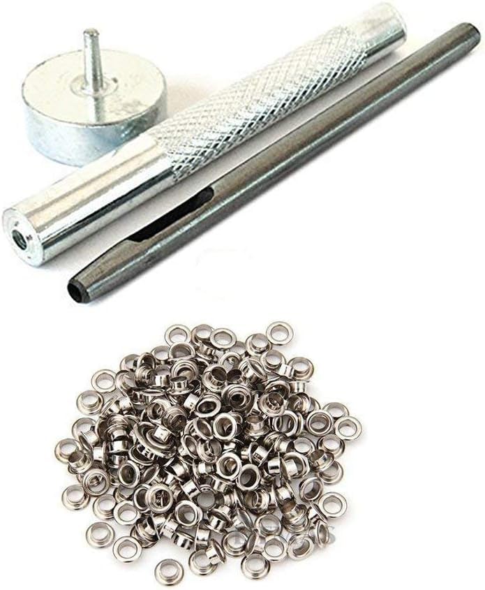 WedDecor 100pcs 4mm Eyelets with 3pcs Hand Tools for Fixing Grommets Setting Toolkit for Books, Arts & Crafts, Sewing, Bags, Leather Crafting, Scrapbook, DIY Projects