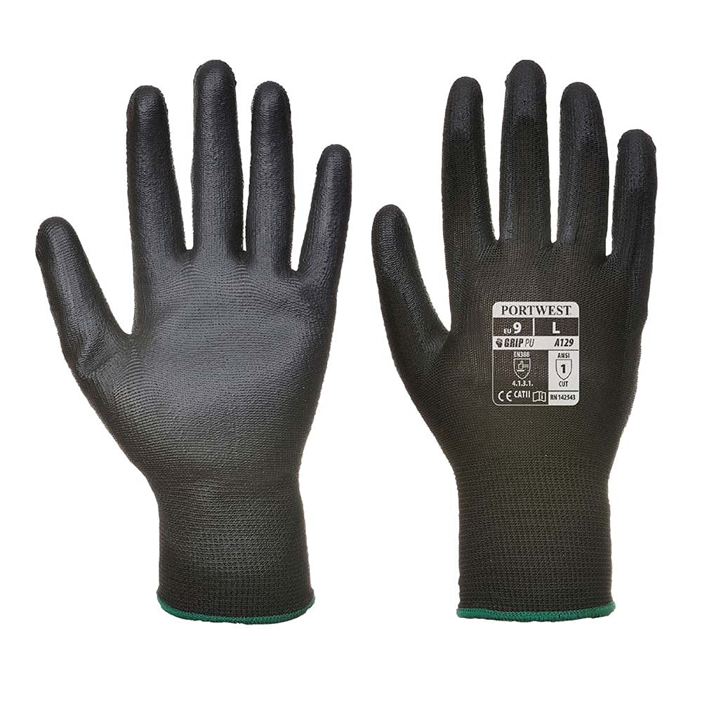 ABUS A129BKRXL X-Large PU Palm Gloves - Black (12 Pack)