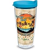 Tervis Margaritaville - Island Time Insulated Tumbler with Wrap and Turquoise Lid, 24oz, Clear