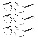 M.A.K 3pcs Reading Glasses Men, Metal Blue Light
