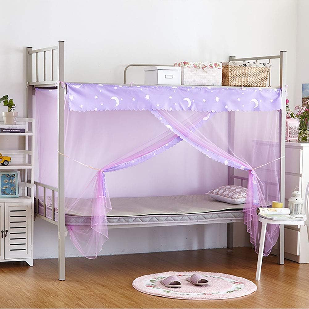Tofover Dormitory Mosquito Net, Bunk Bed Encryption Nets Bed Canopy Square Student Dorm Netting Blackout Curtains Anti-Mosquito Tent with Dustproof Top