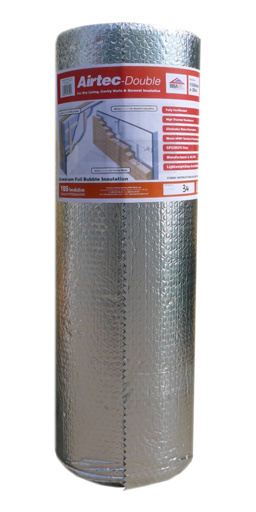 Ybs Insulation Airtec Double 1050mm X 25M X 3.7mm Ad 02 1050 X 25 Aluminium Foil Insulation, Metalic