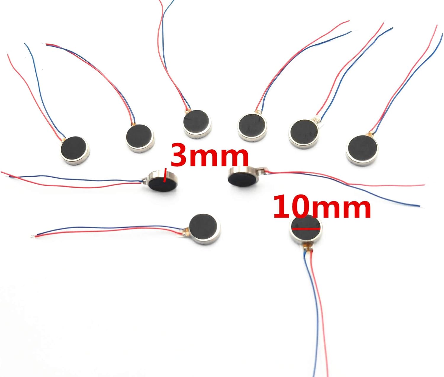 10pcs DC3V/0.1A 1.5V/0.05A 10x3mm Coin Mobile Phone Vibration Motor Flat Coin Button-Type Micro DC Vibrating Motor - - 