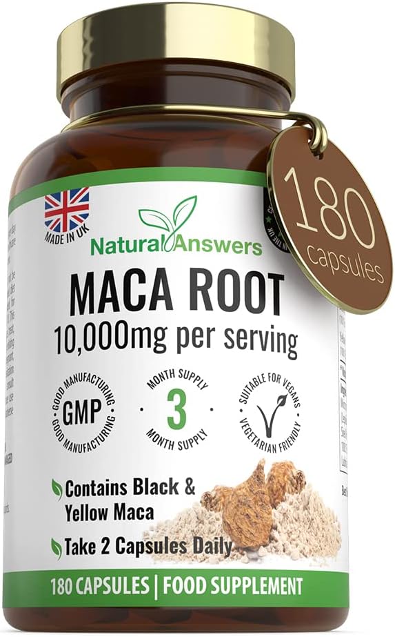 Natural Answers 180 Maca Root Capsules 10000mg Vegan UK Made