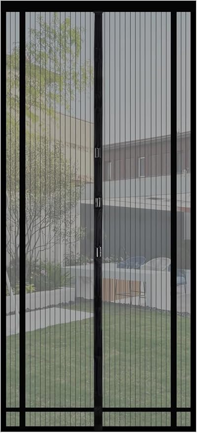 Sekey Fliegengitter Balkontür zuschneidbar – Magnet & selbstklebend, ohne Bohren | Insektenschutzvorhang für Balkon-, Terrassen- und Zimmertüren, 130x220 cm, Schwarz