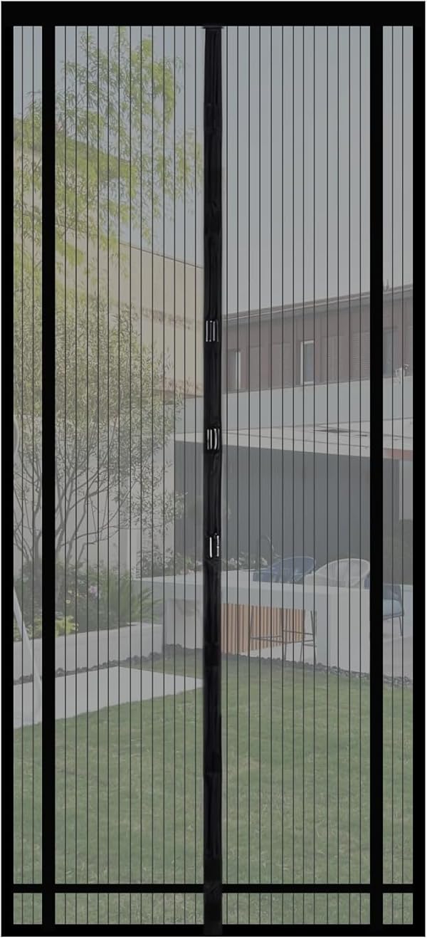 Sekey Fliegengitter Balkontür zuschneidbar – Magnet & selbstklebend, ohne Bohren | Insektenschutzvorhang für Balkon-, Terrassen- und Zimmertüren, 130x220 cm, Schwarz