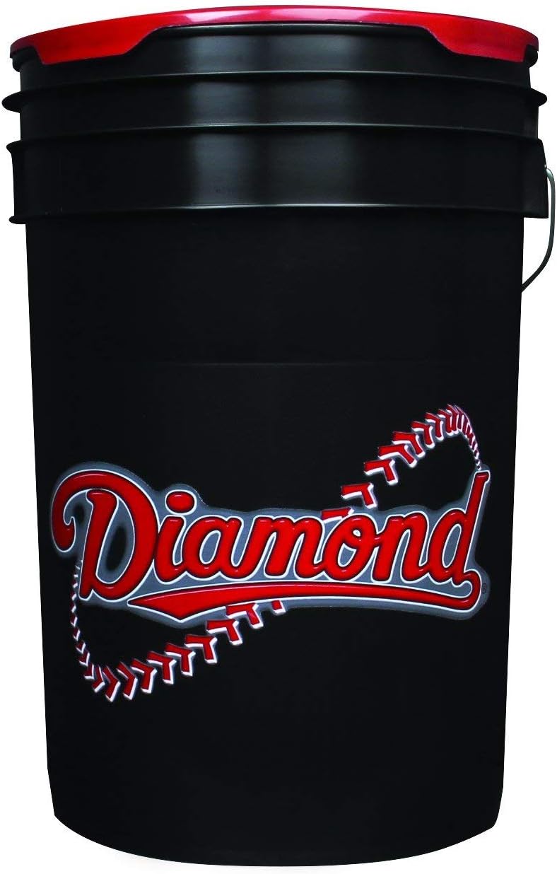 Diamond Sports D-OB Baseballs in 6-Gallon Ball Black Cushion Lid Bucket 30 Balls with Rods Insulated Can Sleeve: Sports & Outdoors