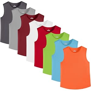 8-Pack Athletic Boys Tank Tops Mesh Quick Dry Kids Sleeveless Tops (4-18) | Tank Tops for Boys,Moisture-wicking Athletic Slee