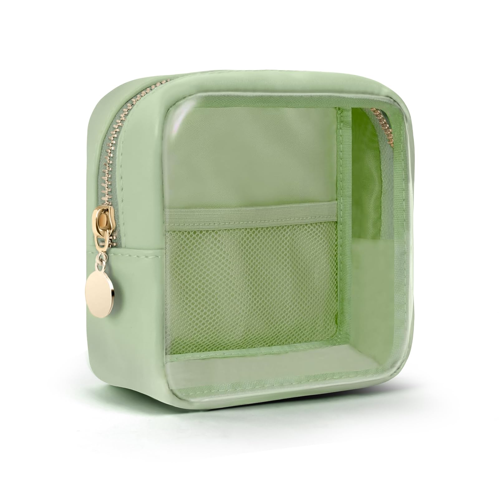 Acuu Clear Makeup Bag - Mini Transparent Toiletry Cosmetic Bag for Daily, School, Travel, Work (Green)