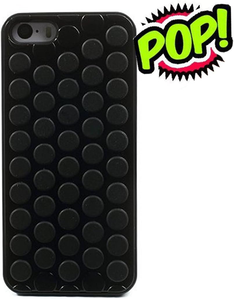 hhyct Cute Funny Popping Decompression Bubble Wrap Back Soft Silicone Case Cover for iPhone 5/5S/SE (Black)