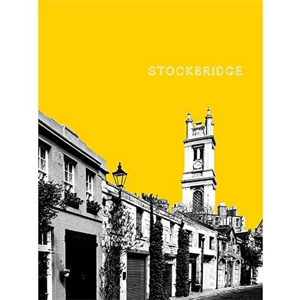 Wee Blue Coo Stockbridge Edinburgh Scotland Landmark Yellow Canvas Art Print