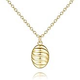 ODIHUI 14K Gold Necklaces for Women Gold pendant Necklaces for Women Oval Pendant Necklace Simple and Timeless Soft Shine Charm Oval Necklace for Womens 16+2in