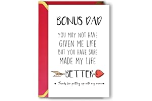 Ziwenhu Bonus Dad Fathers Day Card,Dad Birthday Gifts From Stepdaughter Stepson,Fathers Day Card for Stepdad,Thanks For Putting Up With My Mom Card