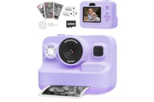 Anchioo Instant Camera Toys for Age 3-12 Girls Boys Christmas Birthday Party Gift Ideas - 2.4 inch IPS Screen Kids Digital Camera with 1080P Video Recorder 32GB SD Card with 3 Paper Rolls Purple