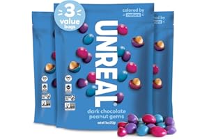 UNREAL Dark Chocolate Peanut Gems (3 Value Size Bags) | Vegan with Colors from Nature | Fair Trade, Non-GMO, & Gluten Free Ingredients | No Sugar Alcohols or Soy | 11oz each