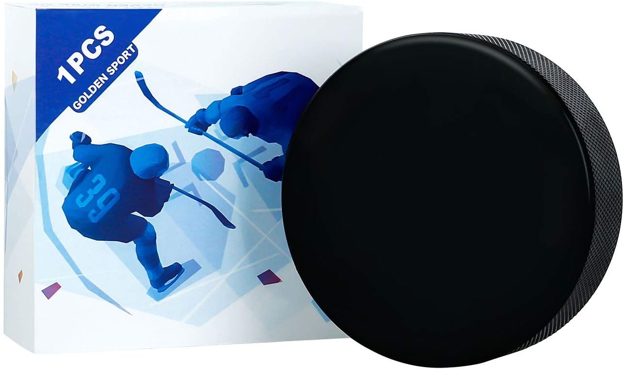 Golden Sport Ice Hockey Pucks, 1pcs, Official Regulation, for Practicing and Classic Training, Diameter 3", Thickness 1", 6oz, Black : Sports & Outdoors