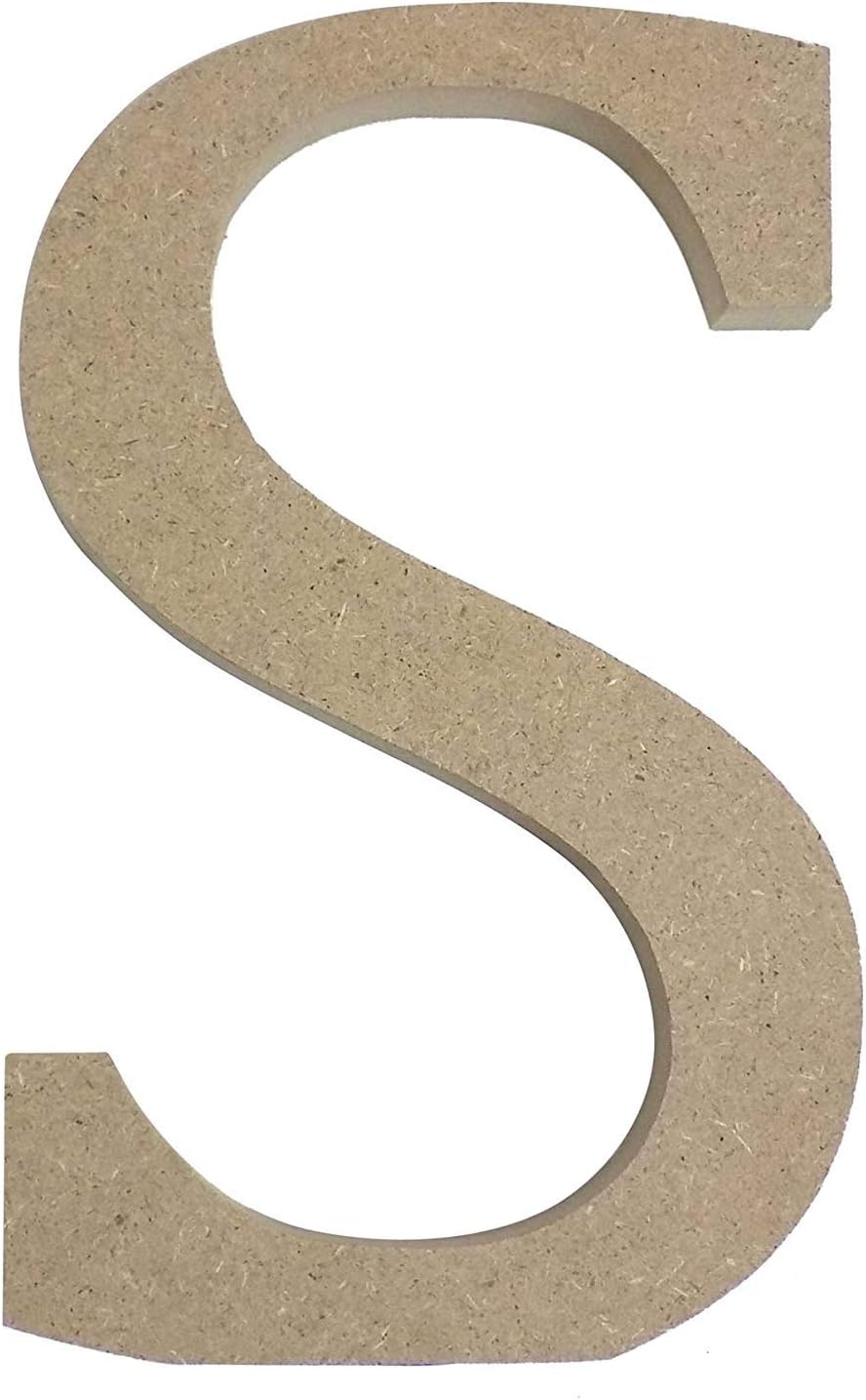 Beige Free Standing Letter S Upper Case Wooden MDF H13cm x W8cm x D2cm