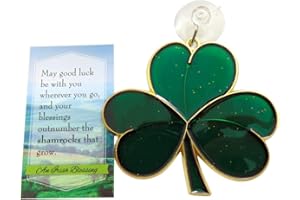 WESTMON WORKS Shamrock Suncatcher Gift Set Irish Blessing Prayer Card and Irish Sun Catcher