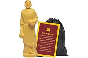 Veythor St Joseph Statue for Selling House,Saint Joseph Statue to Sell Home Set with Prayer Card and Drawstring Bag,Resin Fig