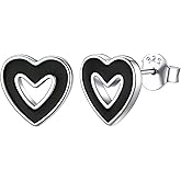 ChicSilver Simple Small Black Stud Earrings 925 Sterling Silver Earrings Hypoallergenic Black Earrings for Women Sensitive Ears