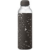 W&P Porter Glass Water Bottle w/Protective Silicone Sleeve | Terazzo Charcoal 20 Ounces | On-the-Go | Reusable Bottle for Coffee, Tea and Water | Portable