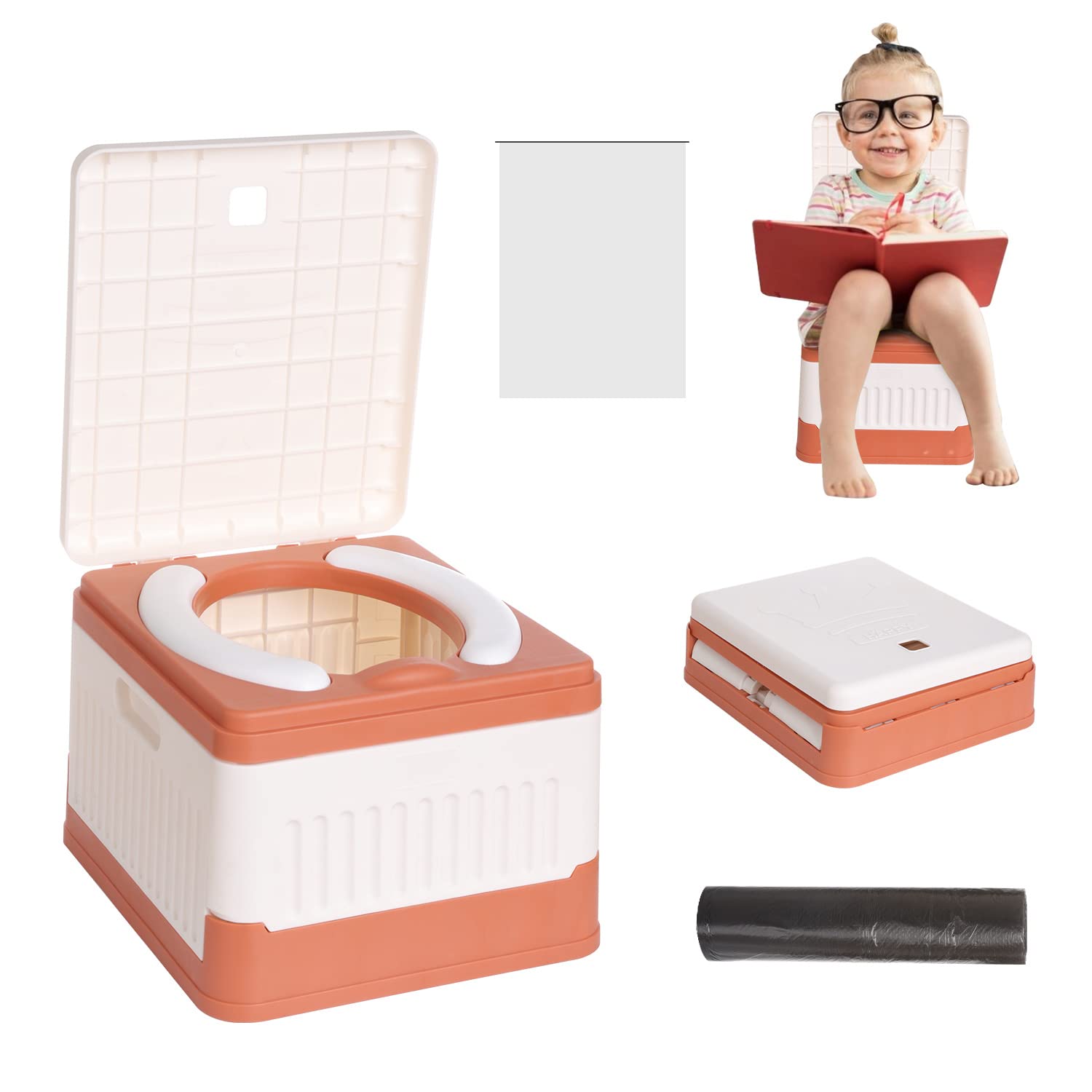 King Ma Travel Potty for Toddlers, Foldable Baby Potty Training Toilet for Kids Boys Girls with Portable Potty Liners Childrens Carry Potty for Car, Camping, Indoor, Outdoor