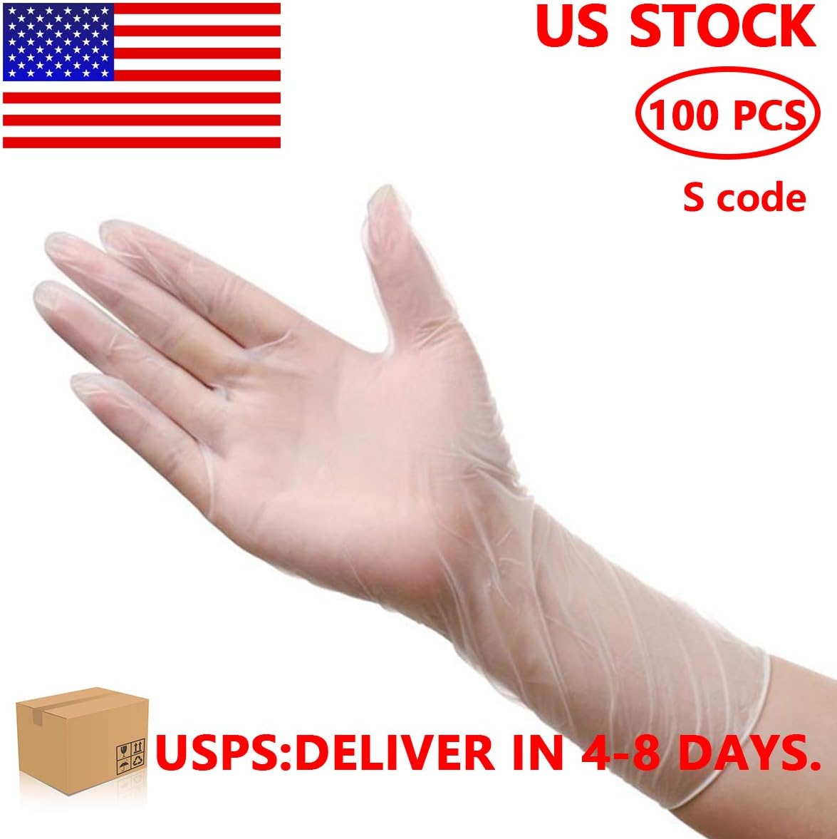 100 Pcs Vinyl Disposable Clear Gloves - Powder Free, Latex Free, High Density Vinyl Safety Protective Gloves, Small