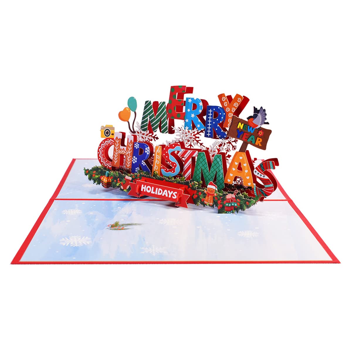 Jagowa 1 Pcs 3D Christmas Card - Pop Up Greeting Card with Envelope, Gift for Xmas & New Year Celebration