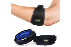 NEWGO Elbow Brace for Tendonitis, 2 Pack Tennis Golf Elbow Straps Support for Men and Women, Adjustable Elbow Sleeve with Compression Pad
