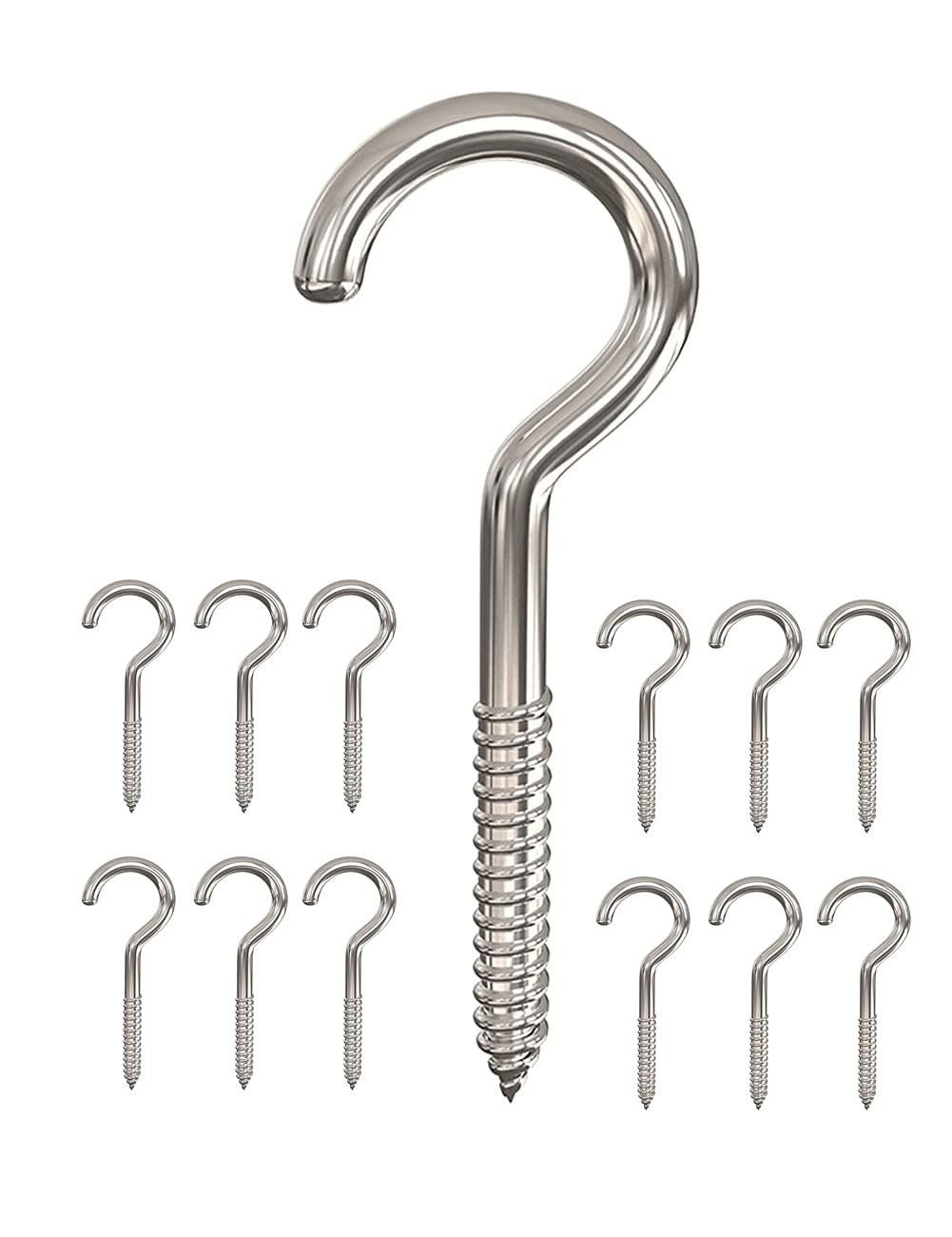 12Pcs Screw-in Hook Self-Tapping Screw Hooks Open Eye Hooks Heavy-Duty Screw Hooks for Home, Office and Outdoor use, Lighting Hook Racks 3.2 inches