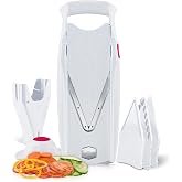 Swissmar B&ouml;rner VPower V-Slicer Mandoline &ndash; Professional Kitchen Tool with Adjustable Thickness &ndash; Precision Food Slicer for Vegetables, Julienne, Shredding &ndash; Includes Safety Holder &amp; Inserts - White