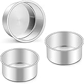 Homikit Mini Round Cake Pan Set of 3, 4 Inch Stainless Steel Small Baking Pans, Layer Smash Cake Tins for Birthday Baby Shower Wedding Party, Oven & Dishwasher Safe