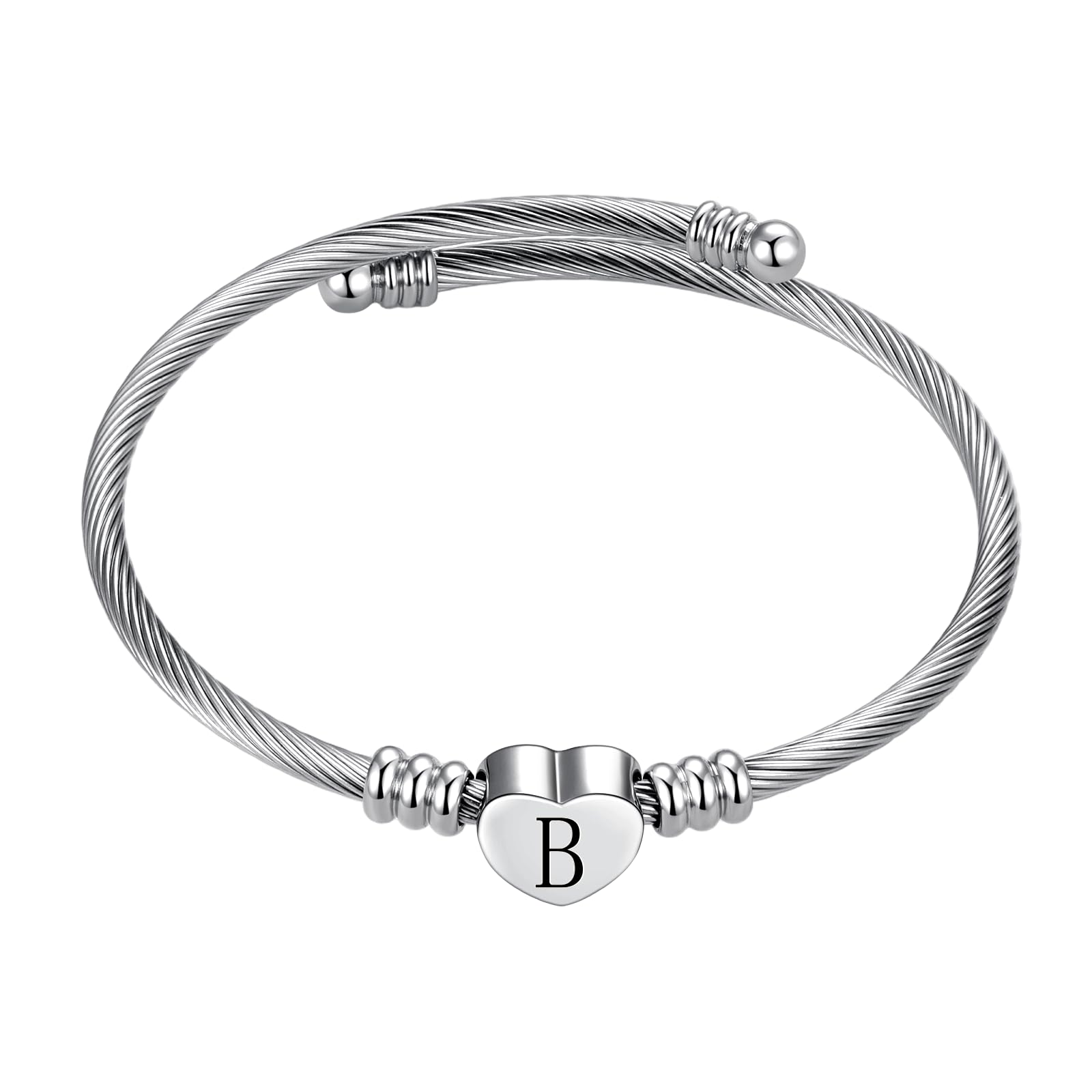 SBI Jewelry Initial Heart Bracelet Letter Cuff B Bracelet Women Bangle Bracelets Gift for Best Friend Wife Anniversary