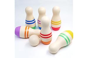 Shumee Montessori Wooden Kids Bowling Set 2+ Years, Eco-Friendly Toddler Bowling Sets with 6 Pins & Ball, Indoor/Outdoor Bowling Set for Kids, Muscle & Brain Development, 100% Child-Safe Toy