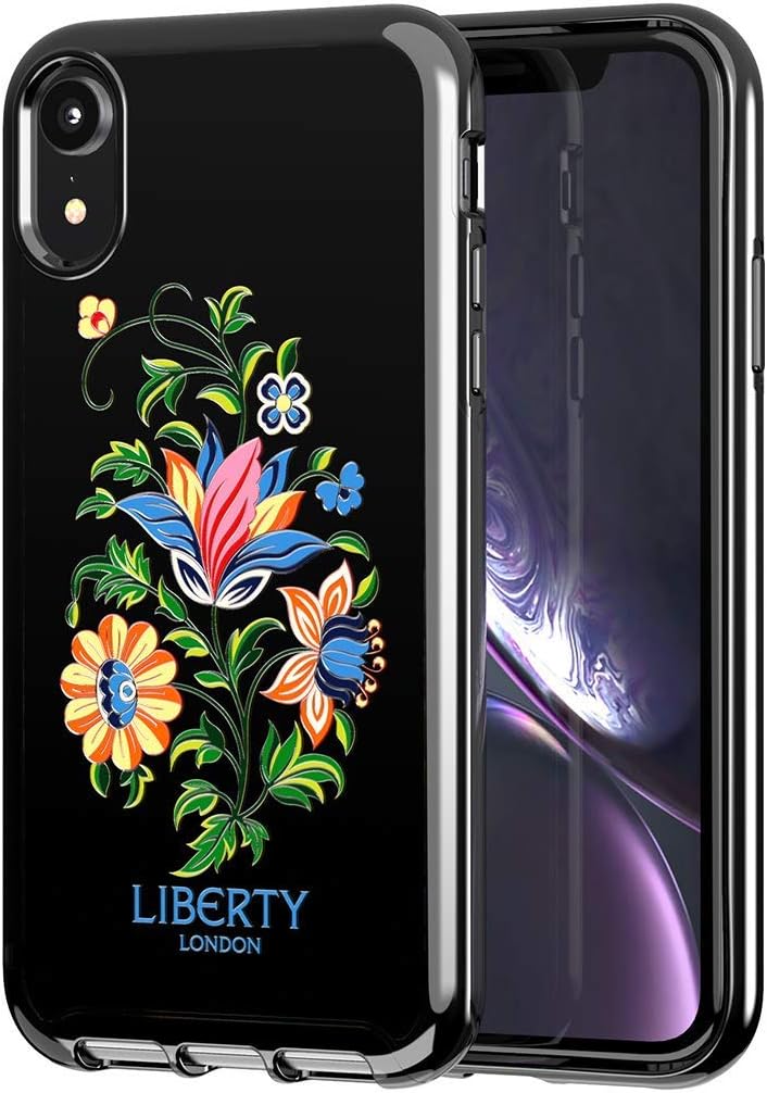 Tech21 Protective Apple iPhone XR Case Ultra-Thin Back Cover with BulletShield - Pure Print Liberty Margot - Black/Flowers