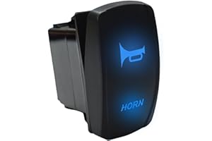 SANFAY 12V Horn Button Momentary Rocker Switch Blue LED and 5 Pin for 12 VoltJohn Deere Polaris Ranger Auto Train ATV UTV RZR Boat Marine Toggle Switch Waterproof