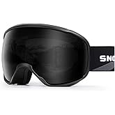 SNOWER Ski Goggles, Spherical OTG Anti-Fog Snow Goggles, HD Snowboard Goggles with UV400 Protection for Men, Women, and Youth