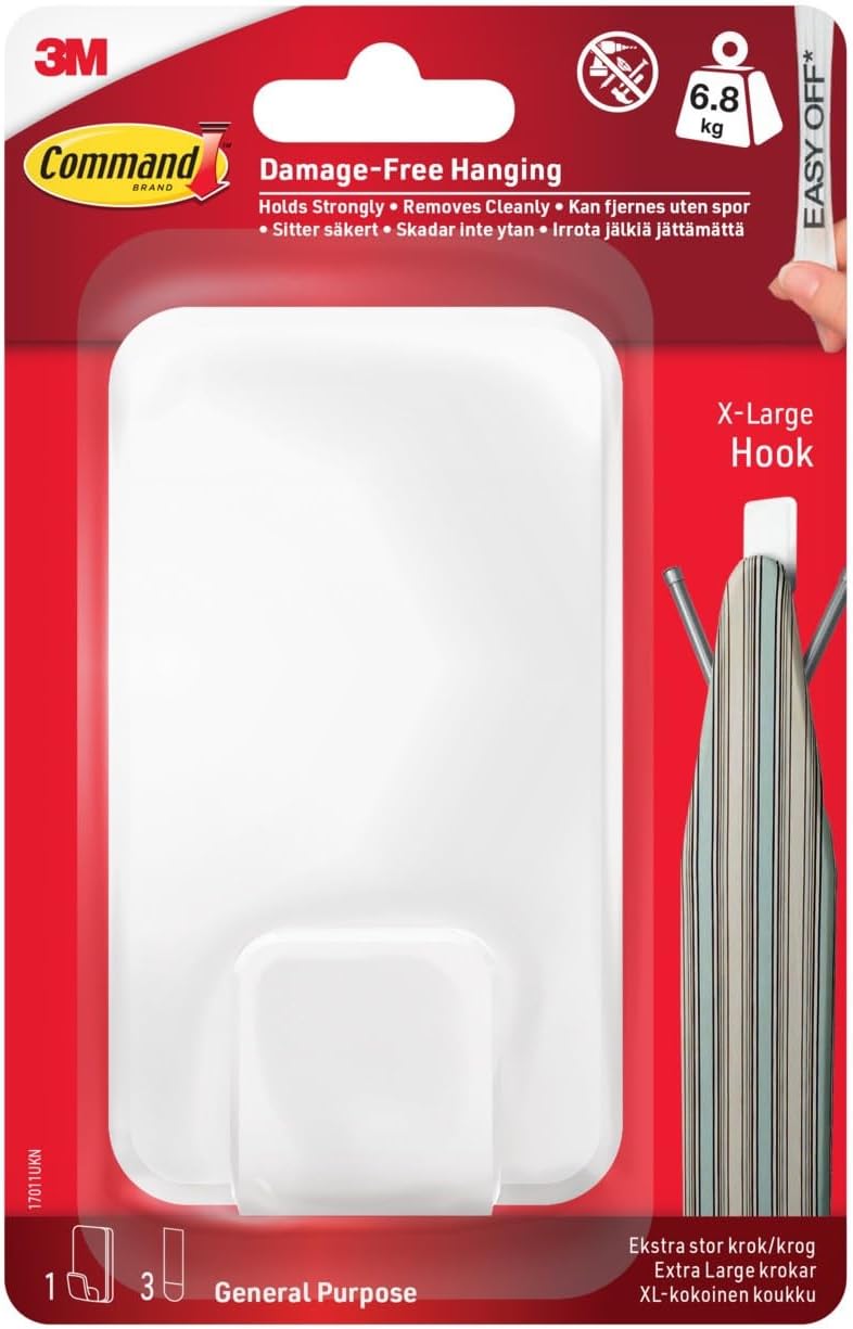 Command Heavyweight X-Large Hook with 3 Strips White Indoor 6.8 kg