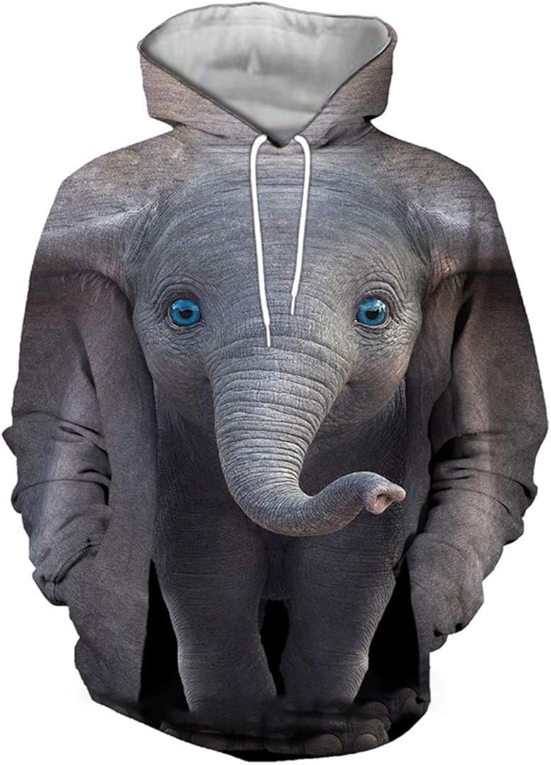 Men's 3D Elephant Print Hoodies Women Zip Long Sleeve Hoodie Amazon.co